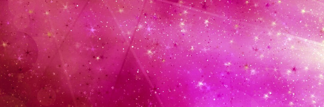 Abstract pink magic panoramic background with bokeh lights