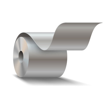 Steel sheet roll on white background