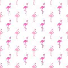 Seamless abstract wallpaper with flamingos. Hand drawn birds. Print for polygraphy, shirts and textiles. Cute texture. Pattern for your design