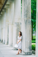 Fototapeta premium beautiful smiling girl in Berlin. attractions significant places of Germany.
