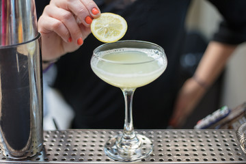 Bartender making cocktail
