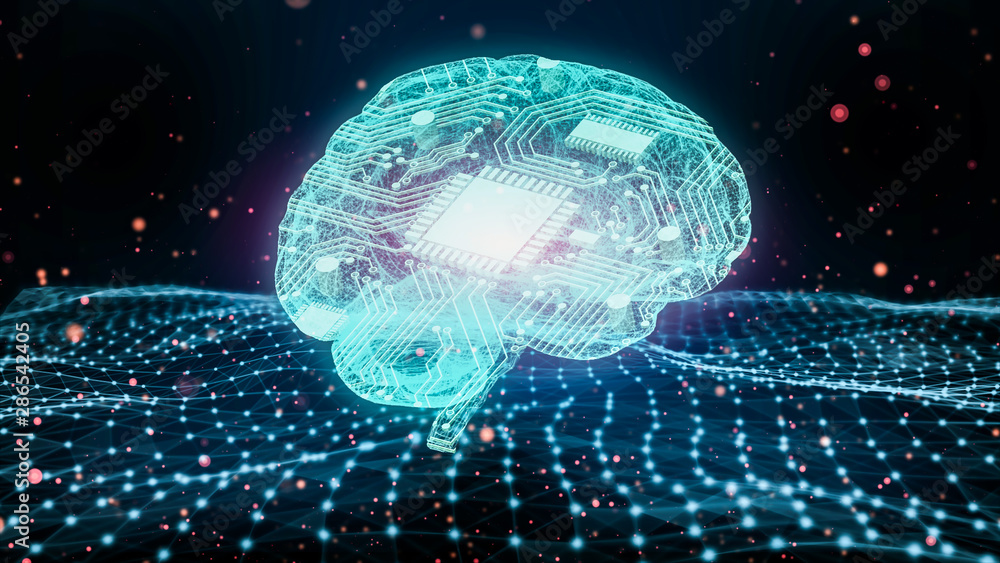 Poster concept of an active human brain on a dark background.blurry abstract 3d rendering abstract backgrou