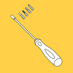 screwdriver with set of bits