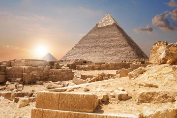 Foto op Canvas Ruins and the Pyramids, beautiful view of Giza, Egypt © AlexAnton