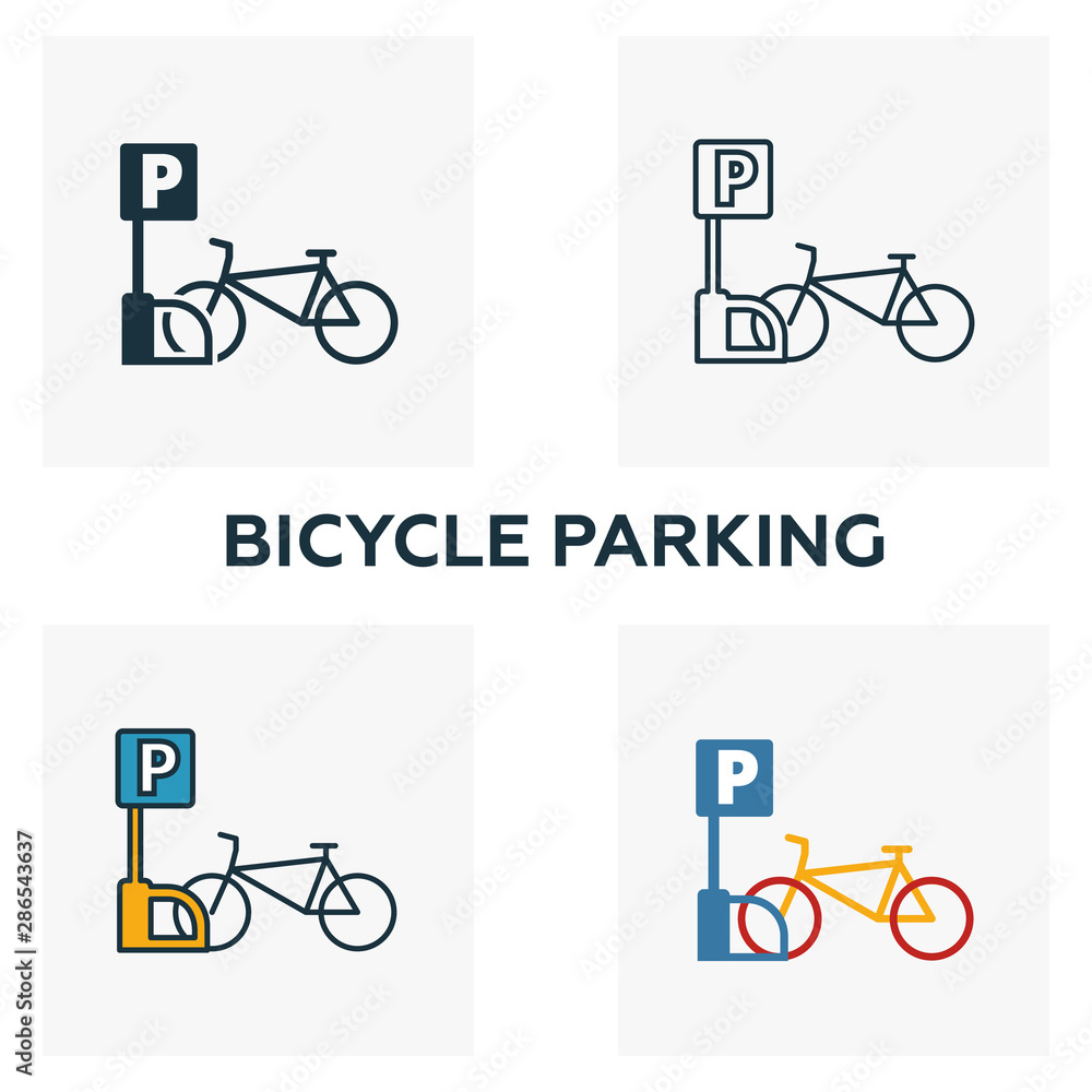 Poster bicycle parking outline icon. thin style design from city elements icons collection. pixel perfect s
