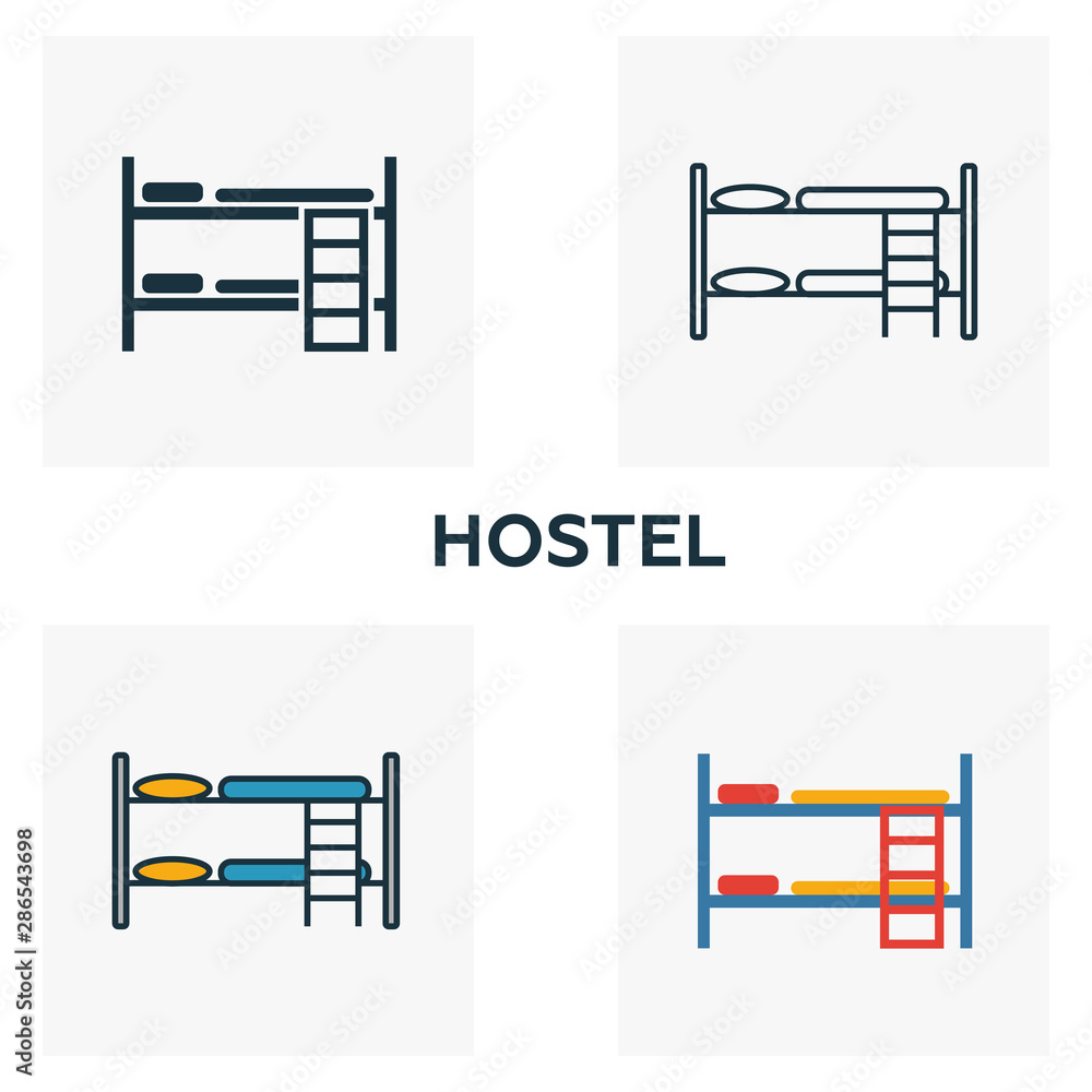 Poster hostel outline icon. thin style design from city elements icons collection. pixel perfect symbol of 