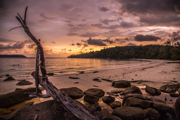 Koh Rong island, sunset and beach, in Cambodia Sihanoukville