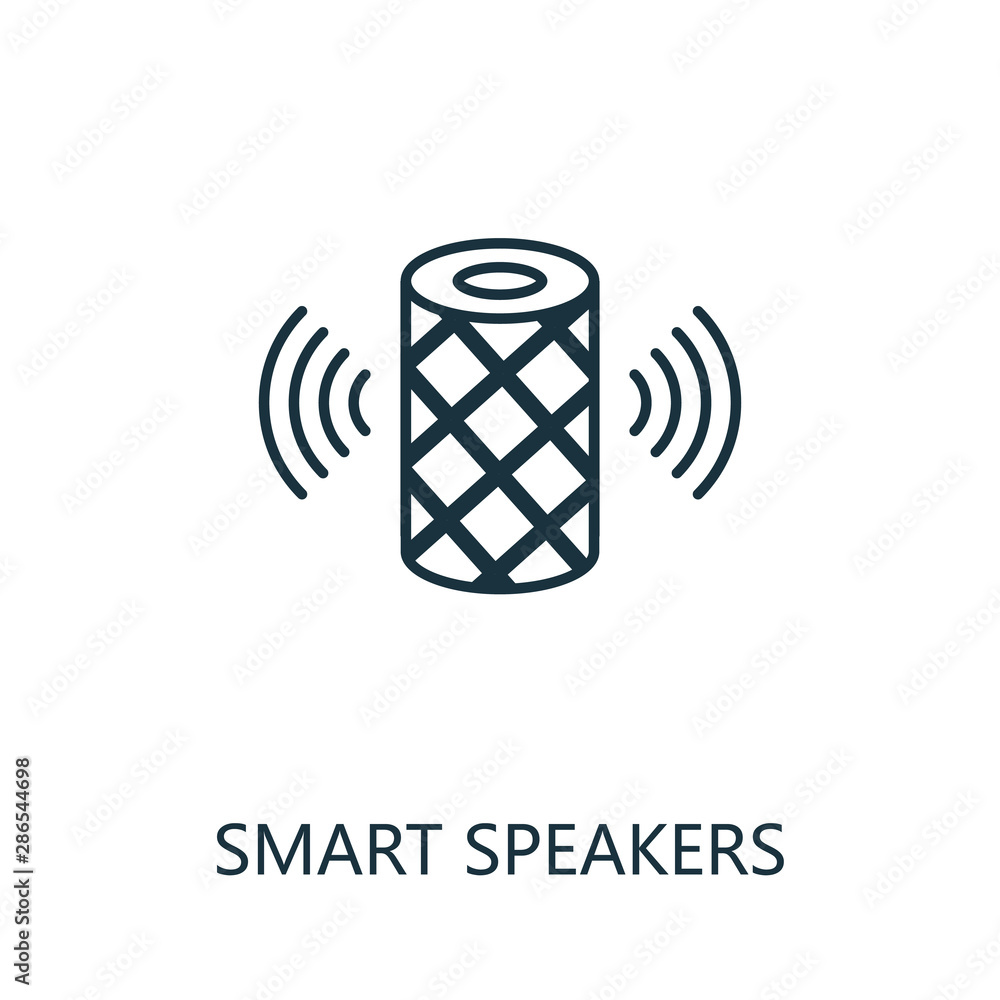 Poster smart speakers outline icon. thin line style from smart home icons collection. pixel perfect simple 