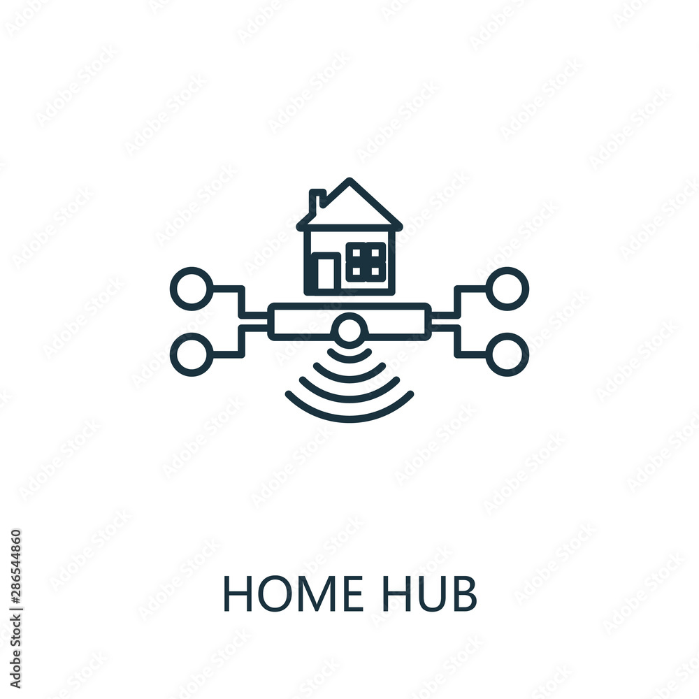 Aufkleber home hub outline icon. thin line style from smart home icons collection. pixel perfect simple elemen
