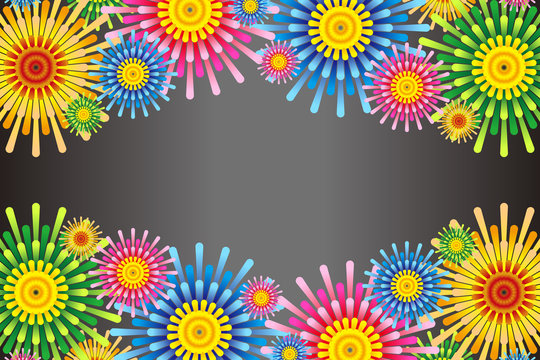 カラーベクターイラスト背景壁紙,花柄,無料素材,フリーサイズ,打ち上げ花火,夏祭りイベント用ポスター