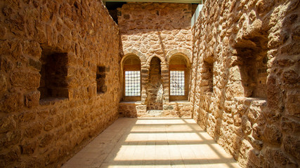 Ishak Pasha Palace, interiors, decorations and bas-reliefs, carved stone. Internal architecture. It is one of the most magnificent historical buildings of the country. Dogubeyazit. Eastern Turkey