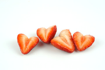 slices of strawberry isolated on white background