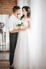 Happy bride and groom on their wedding