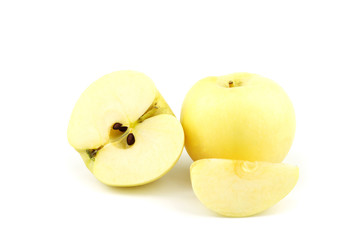 Yellow apple fruit isolated on white background