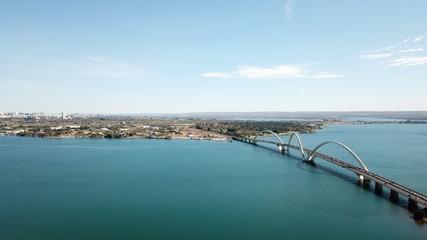 Fototapeta na wymiar A beautiful aerial view of jk bridge in Brasilia, Brazil