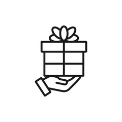 hold giftbox - minimal line web icon. simple vector illustration. concept for infographic, website or app.