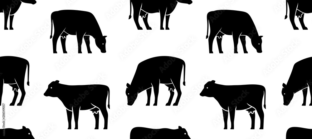 Poster seamless pattern with cow logo. isolated on white background