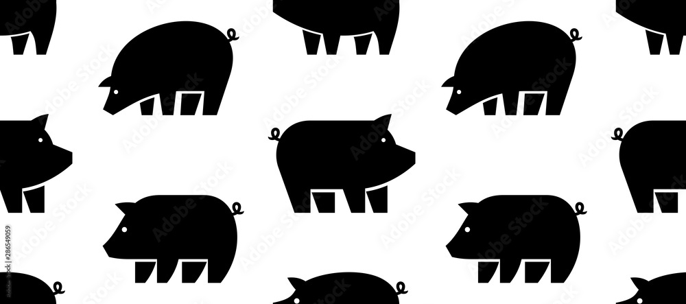 Poster seamless pattern with pig logo. isolated on white background