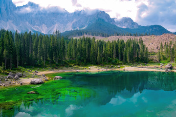 Fototapeta na wymiar Karersee - Lago di Carezza, landscape. Dolomites, Italy