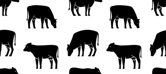 Seamless pattern with Cow logo. isolated on white background