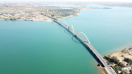 A beautiful aerial view of JK Bridge in Brasilia, Brazil