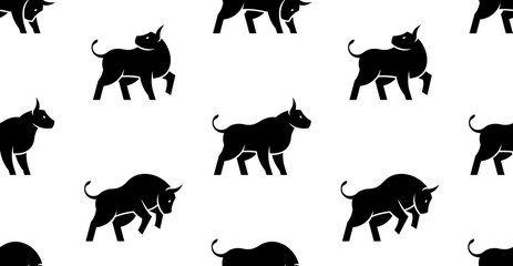 Seamless pattern with Bull Logo. isolated on white background