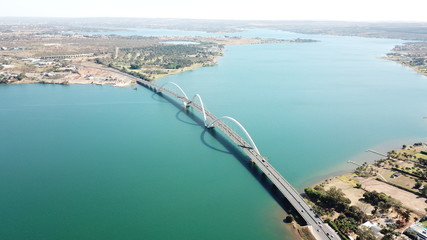 A beautiful aerial view of JK Bridge in Brasilia, Brazil