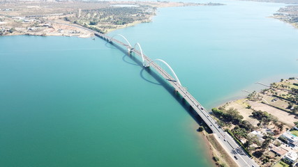 A beautiful aerial view of JK Bridge in Brasilia, Brazil