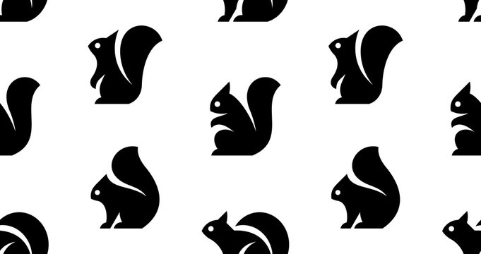 Seamless Pattern With Squirrel Logo. Isolated On White Background