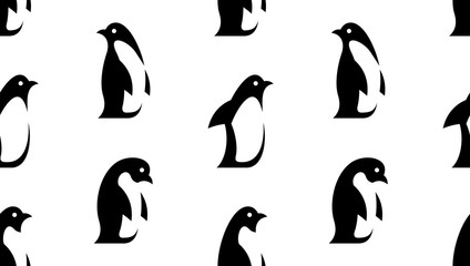 Seamless pattern with Penguin logo. isolated on white background