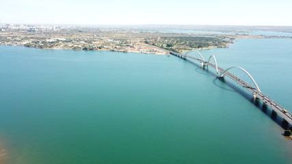 A beautiful aerial view of JK Bridge in Brasilia, Brazil