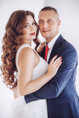 Happy bride and groom on their wedding