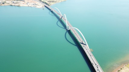 A beautiful aerial view of JK Bridge in Brasilia, Brazil