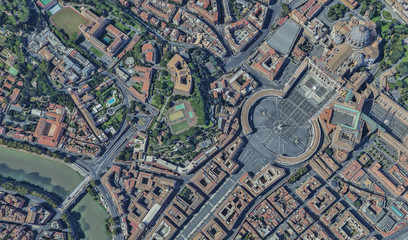 St. Peter's Basilica in the Vatican from a bird's eye view