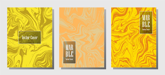 Corporate journal patterns set of liquid ink waves. Cover pages set.