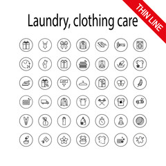 Laundry, clothing care, wash, icons set.