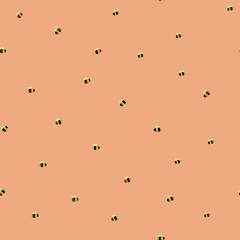   Cute pattern with  bumblebees  on the pink background. Vector print for fabric or wallpaper.