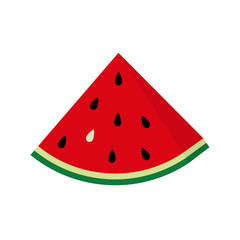 Flat icon slice of watermelon. Vector illustration icon, logo isolated on white background