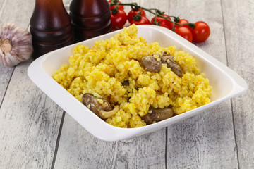 Rice with Chicken hearts