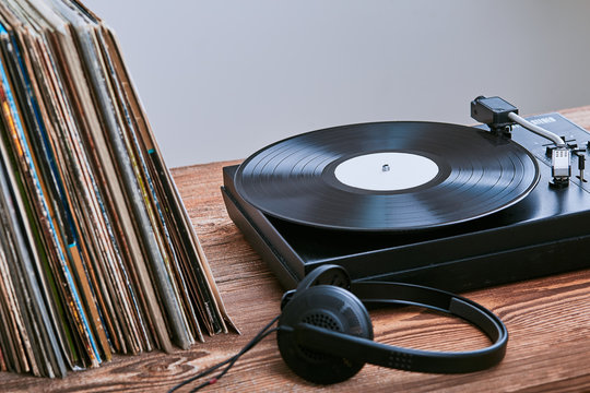 Vinyl Records And Turntable Vinyl Player