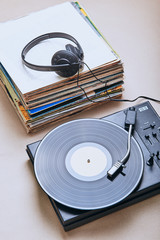 Vinyl records and turntable vinyl player