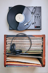 Vinyl records and turntable vinyl player