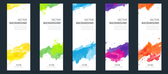  Flyer template layout cover design bundle set with watercolor background.