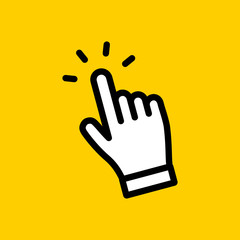 Clicking finger icon, hand pointer vector
