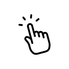 Clicking finger icon, hand pointer vector