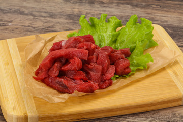 Raw beef meat sliced for cooking