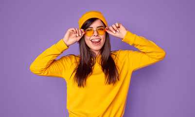 Funny woman winking for camera