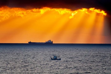 cargo ship at sea