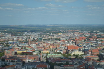Fototapeta na wymiar Wroclaw - panorama miasta, widok z góry, latem