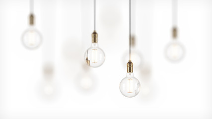 Decorative vintage light bulb in Edison style on a white background. 3D rendering.